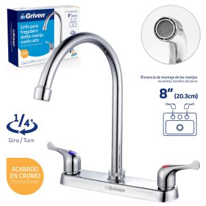 Griven 8 in. Chrome Kitchen Mixer