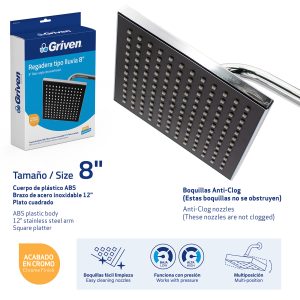 Griven 8 in. Rain Style Shower Head [GV-SHC-A8]